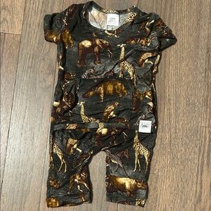 Children's Dark Gray Safari Animal One-Piece Romper